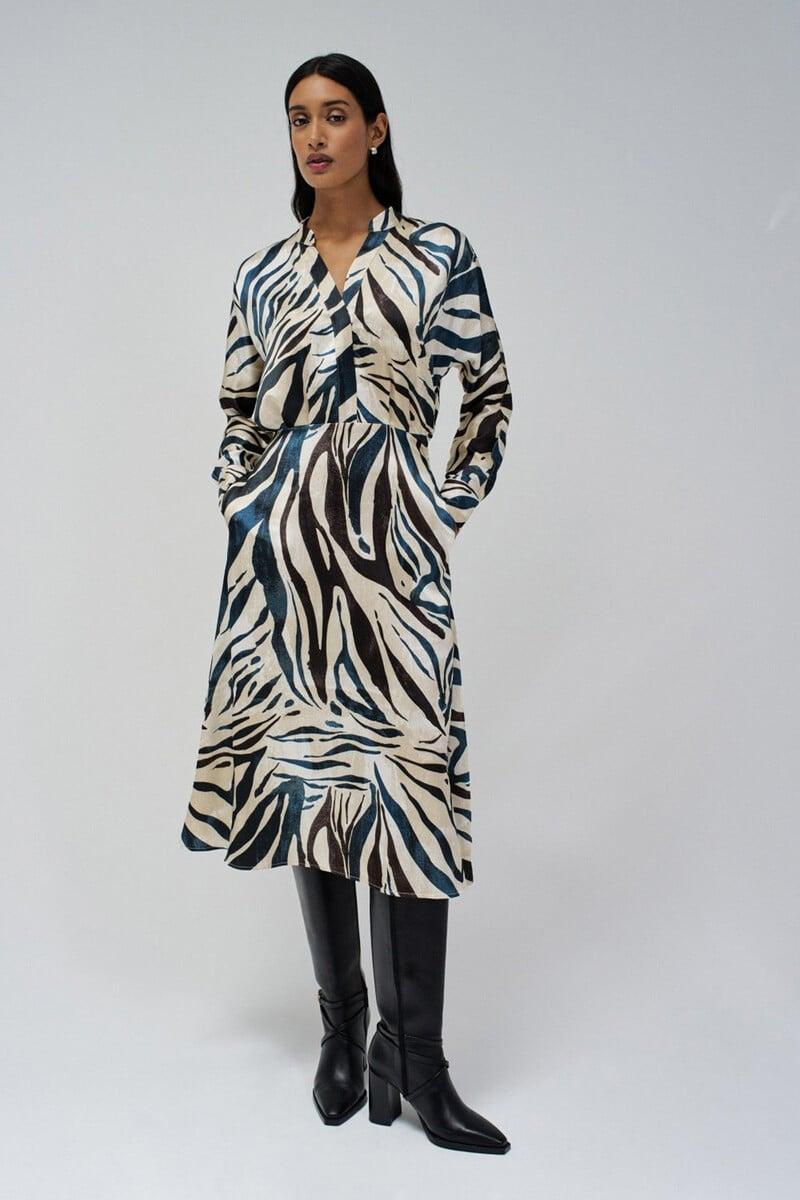 Cortefiel Vestido Camisero Con Manga