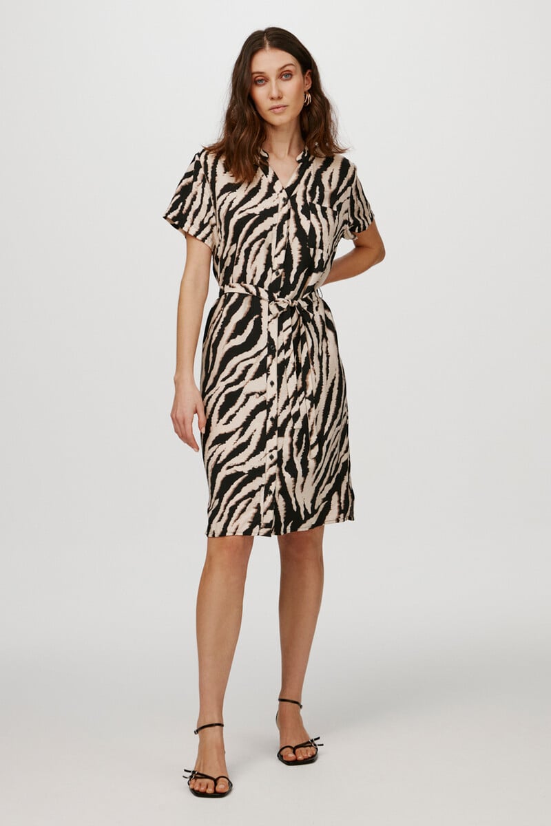 Cortefiel Vestido Camisero Estampado Cebra
