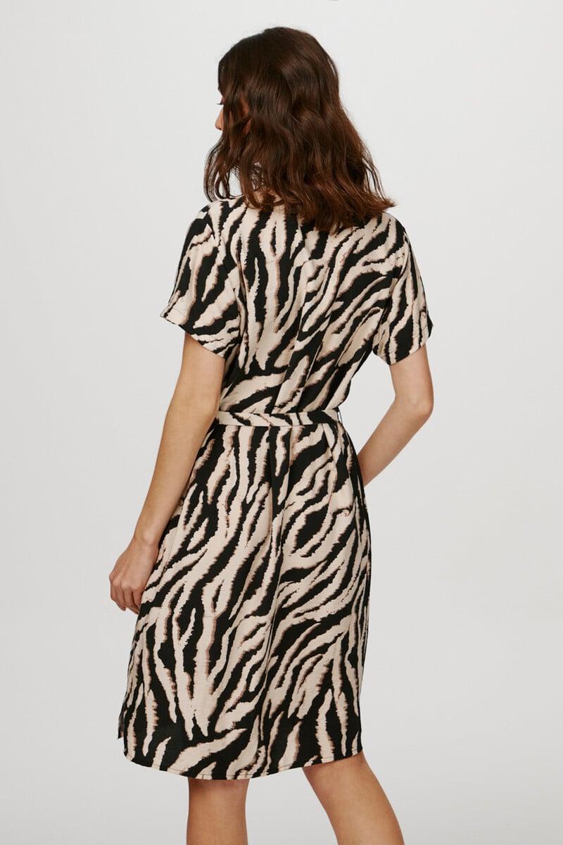 Cortefiel Vestido Camisero Estampado Cebra