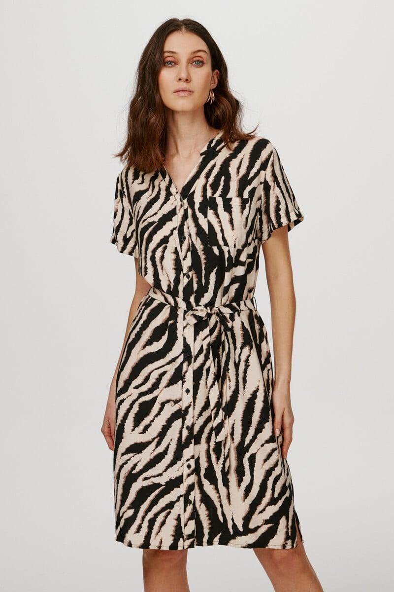 Cortefiel Vestido camisero estampado cebra