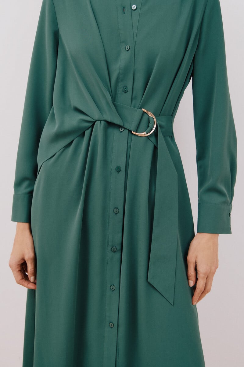 Cortefiel Vestido Camisero Fluido