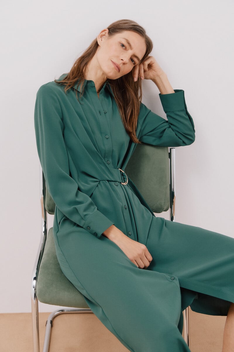 Cortefiel Vestido camisero fluido