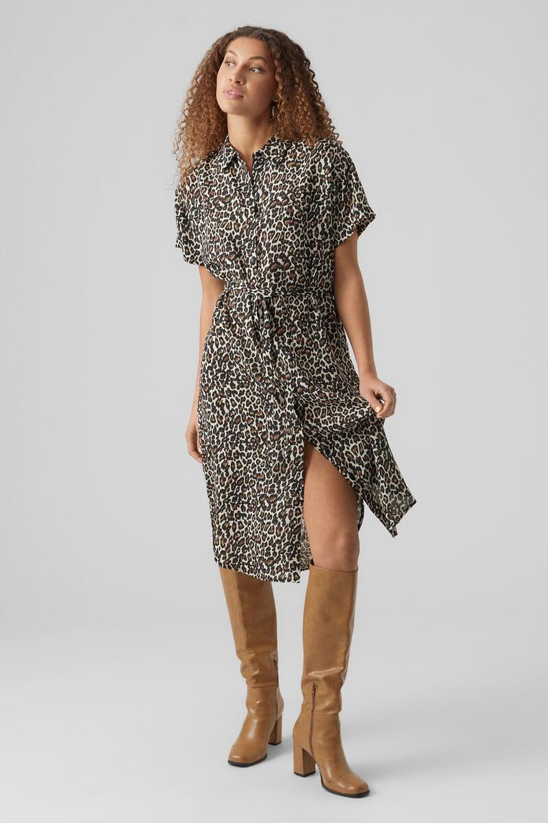 Cortefiel Vestido Camisero Manga Corta