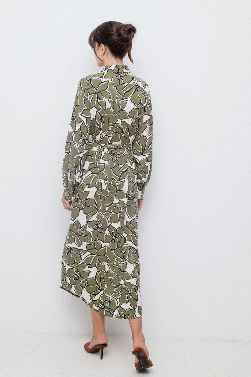 Cortefiel Vestido Camisero Midi Estampado