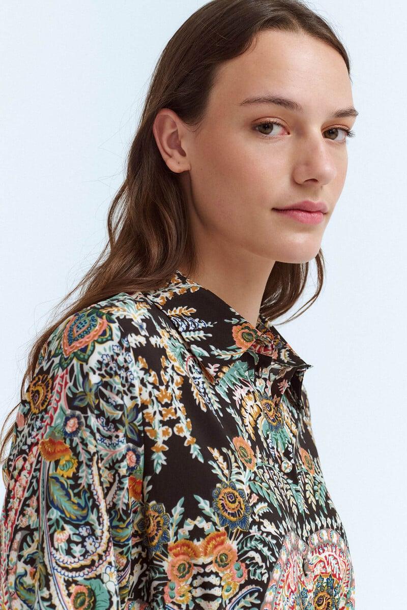 Cortefiel Vestido Camisero Midi Estampado