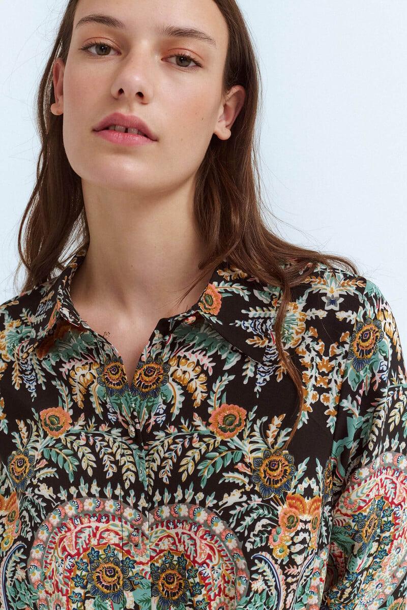 Cortefiel Vestido Camisero Midi Estampado