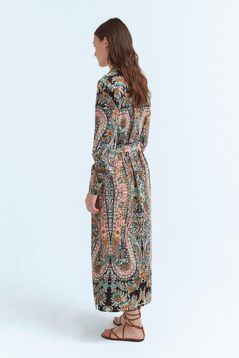 Cortefiel Vestido Camisero Midi Estampado