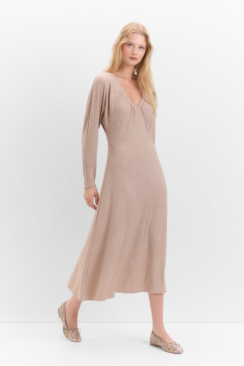 Cortefiel Vestido canalé manga murciélago