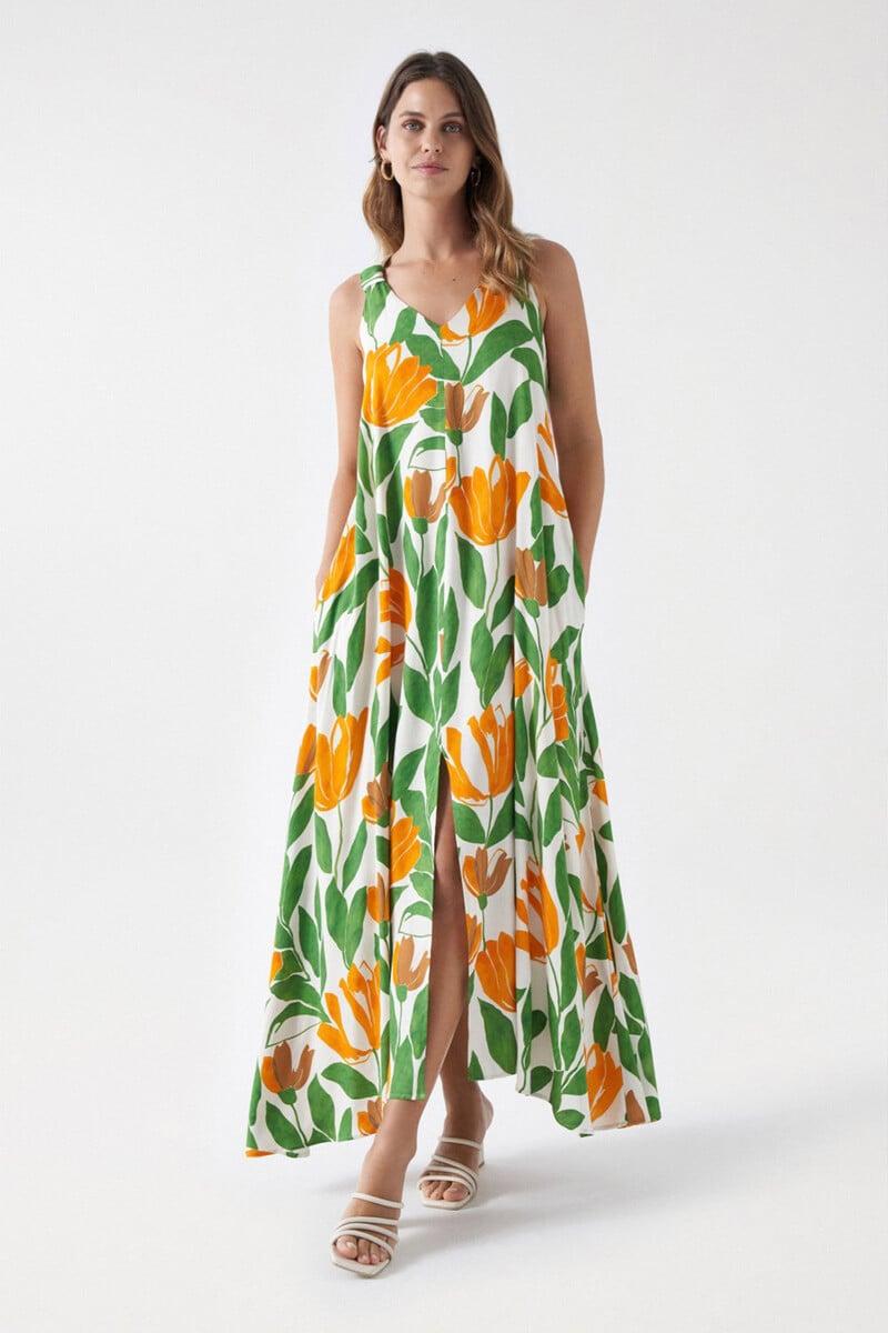 Cortefiel Vestido Con Estampado Floral