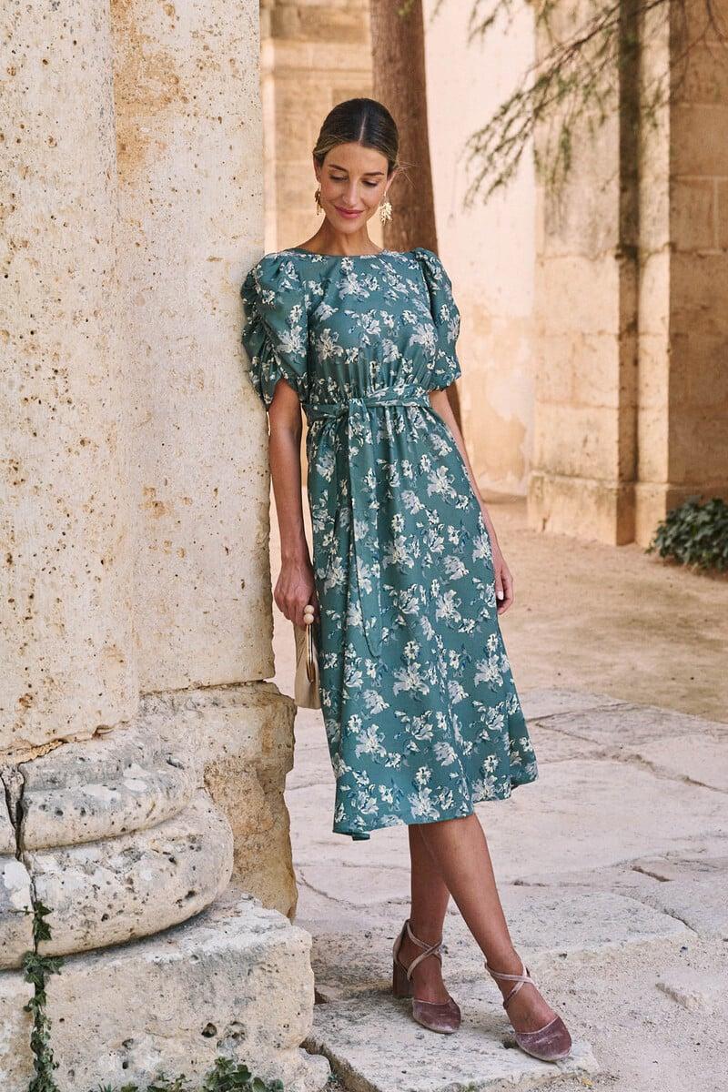 Cortefiel Vestido Con Flores Verdena