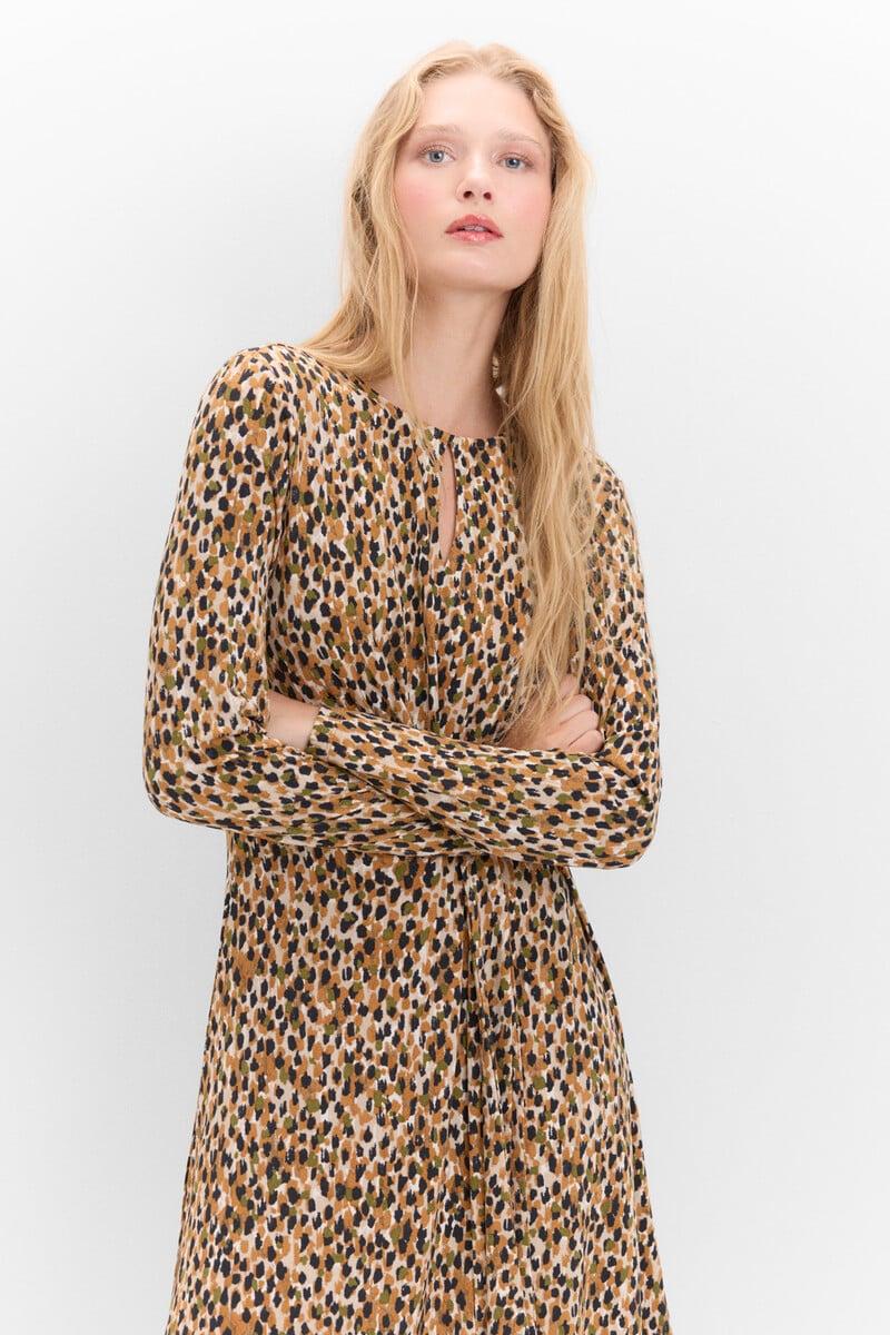 Cortefiel Vestido Con Frunce Delantero