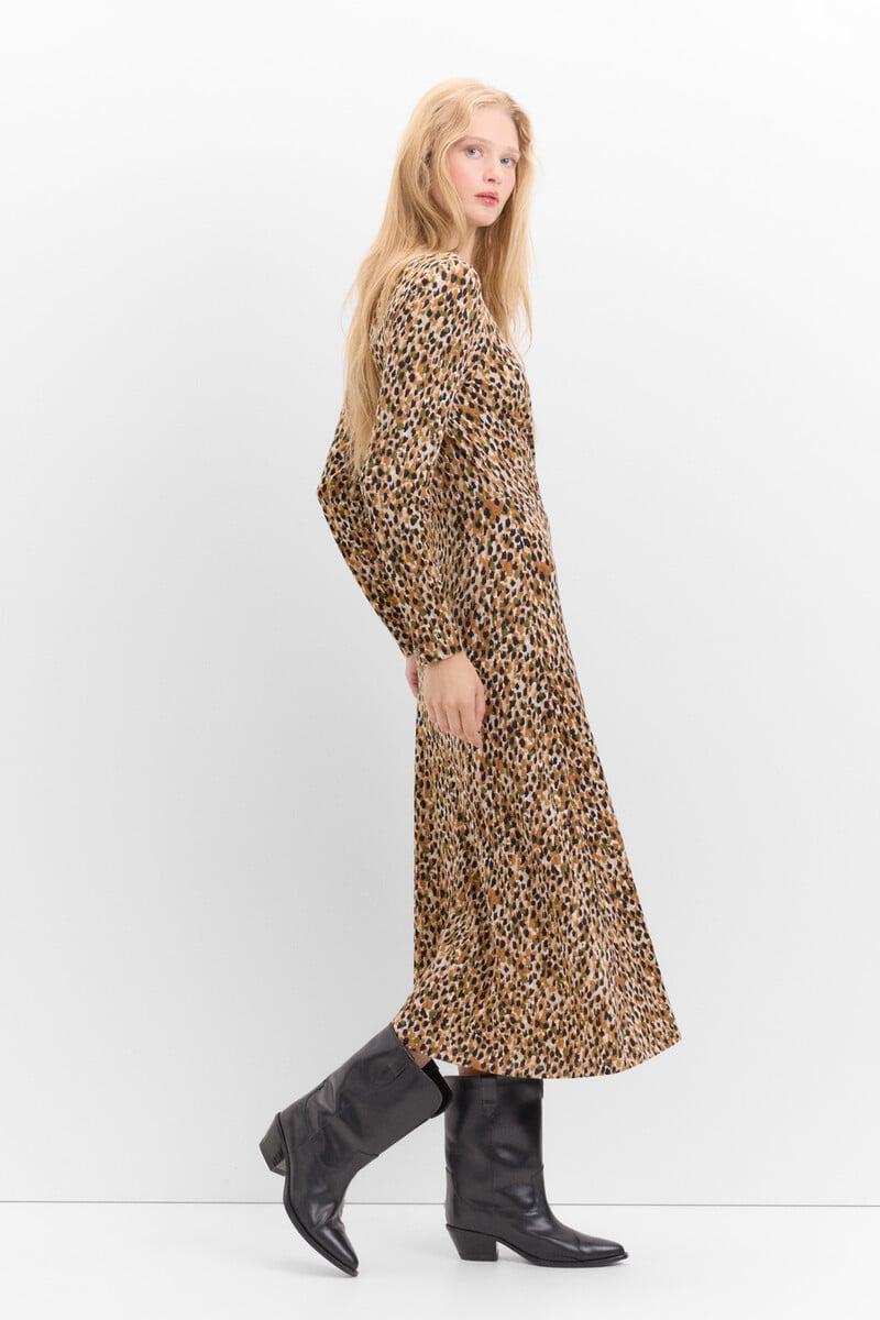 Cortefiel Vestido Con Frunce Delantero