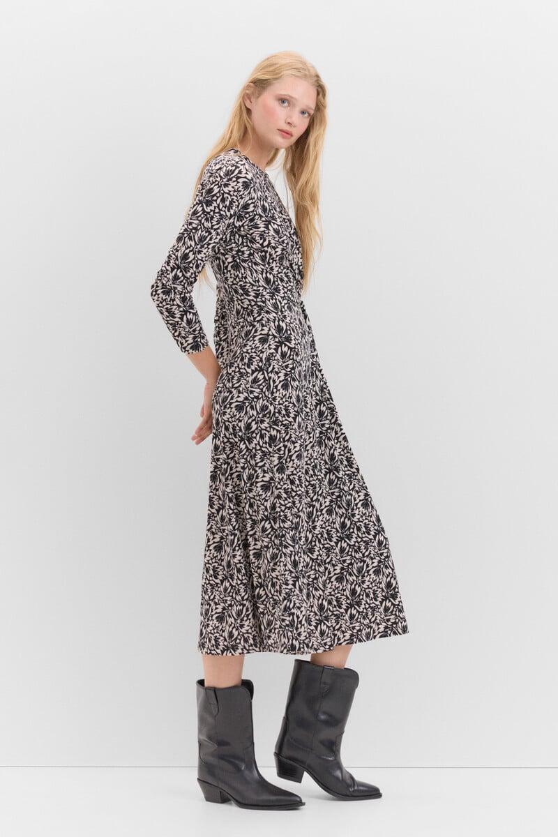 Cortefiel Vestido Con Frunce Delantero