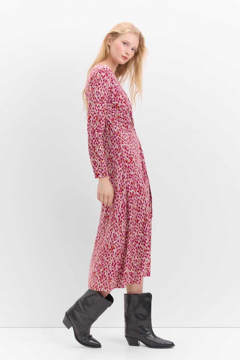 Cortefiel Vestido Con Frunce Delantero