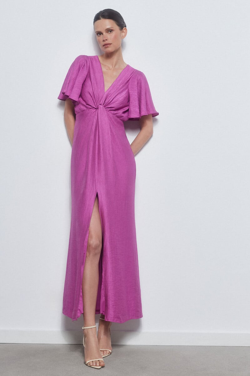 Cortefiel Vestido Con Nudo En Escote