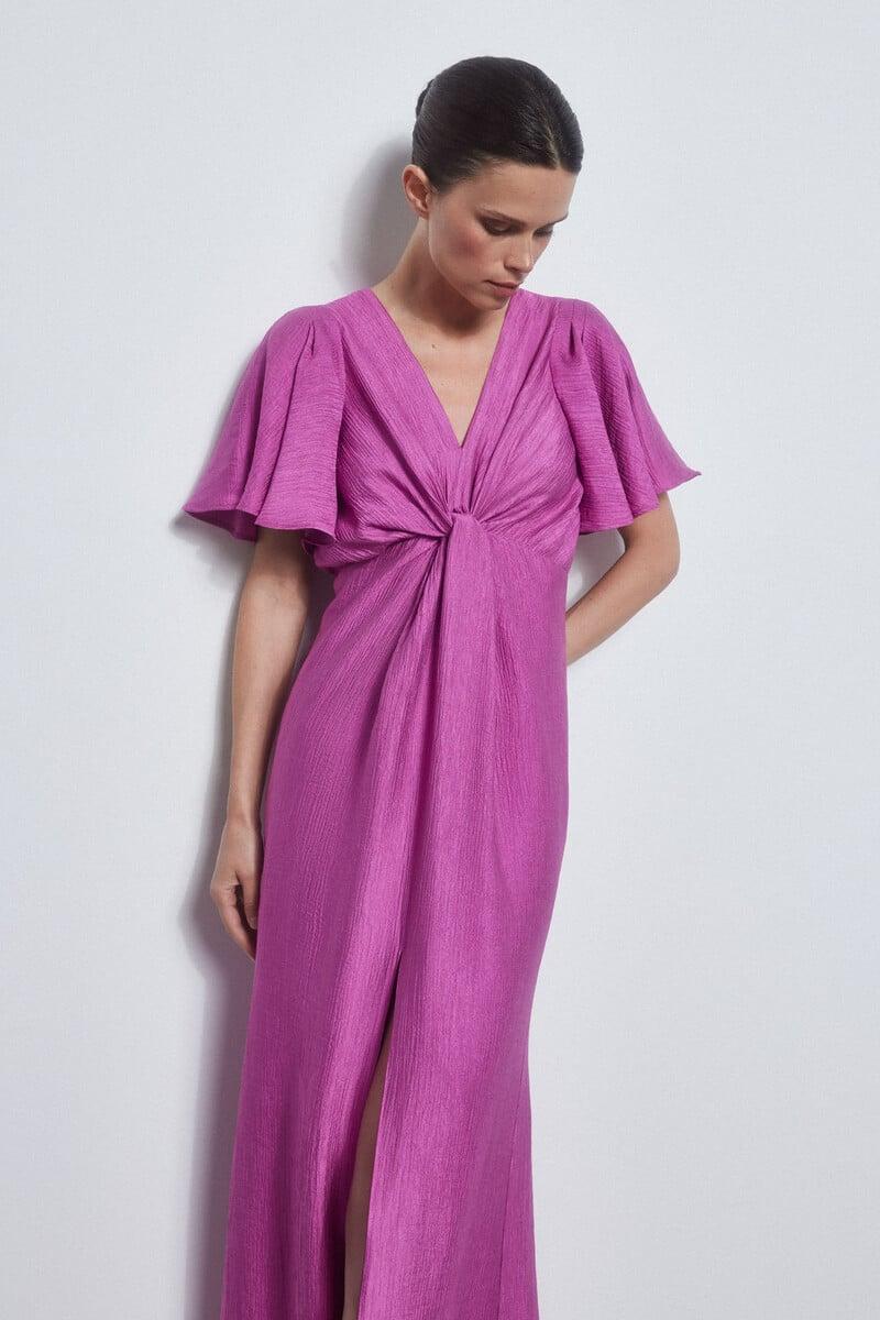 Cortefiel Vestido Con Nudo En Escote