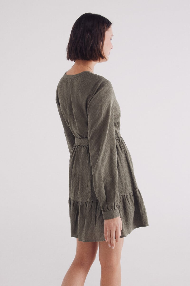 Cortefiel Vestido Corto Camisero Bordados