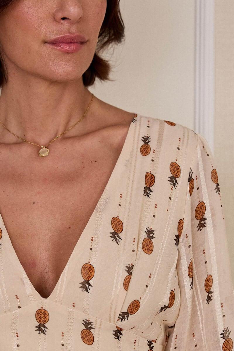 Cortefiel Vestido Corto Con Escote Pico