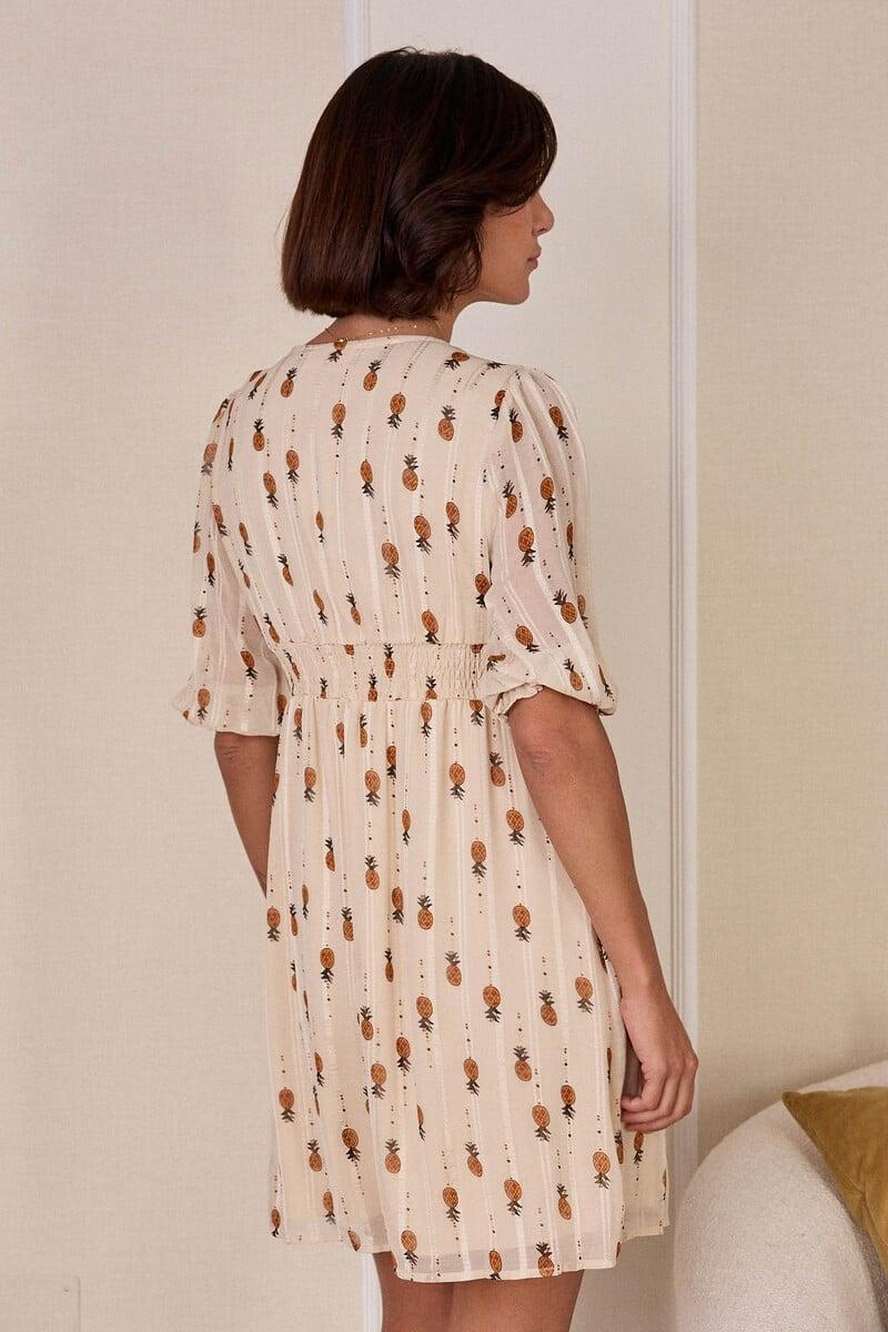 Cortefiel Vestido Corto Con Escote Pico