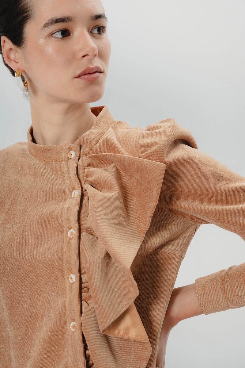 Cortefiel Vestido Corto Con Volantes Camel