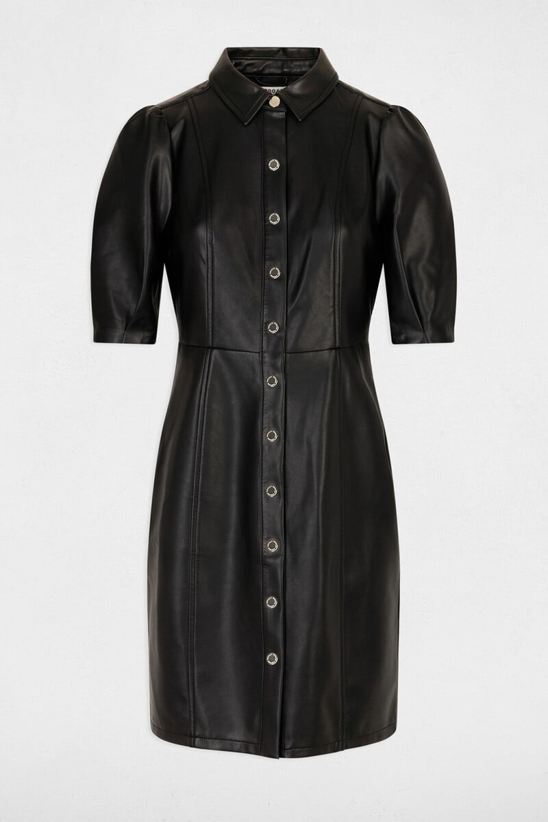 Cortefiel Vestido Corto Cuero Sintético