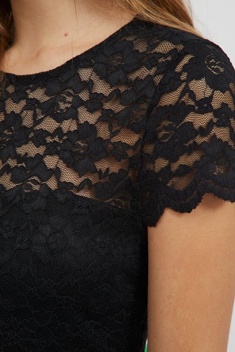 Cortefiel Vestido Corto De Fiesta Con Encaje