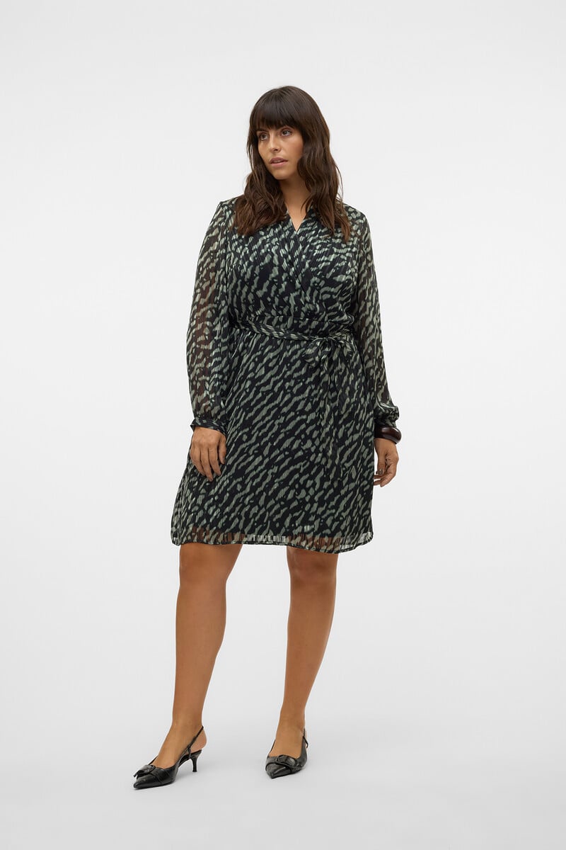Cortefiel Vestido Corto De Gasa Talla Grande