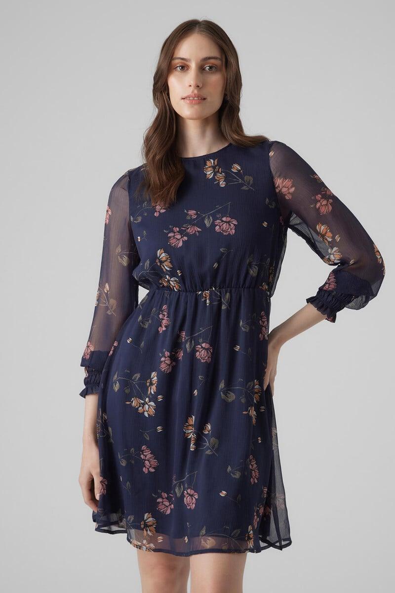 Cortefiel Vestido Corto De Manga Larga