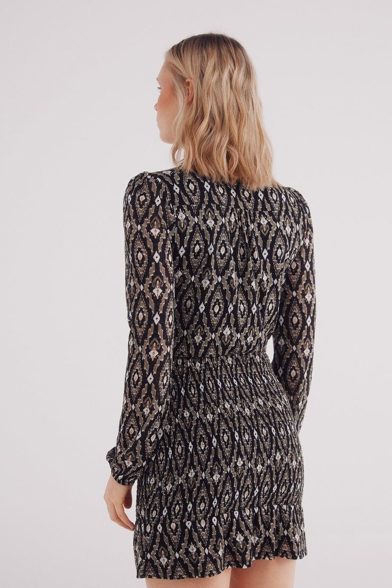Cortefiel Vestido Corto Falda Gomas Estampado