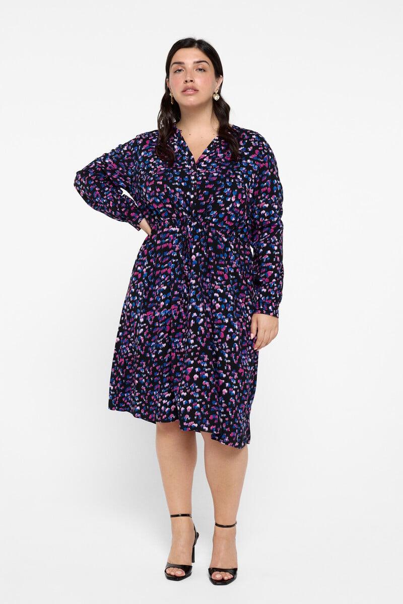 Cortefiel Vestido corto manga larga curvy