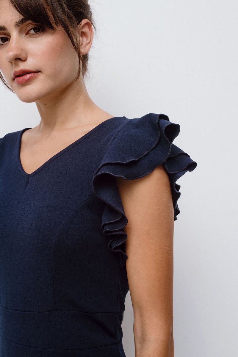 Cortefiel Vestido Corto Manga Volante