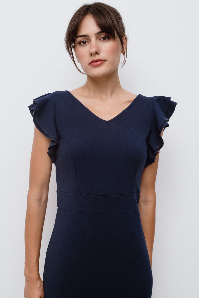 Cortefiel Vestido Corto Manga Volante