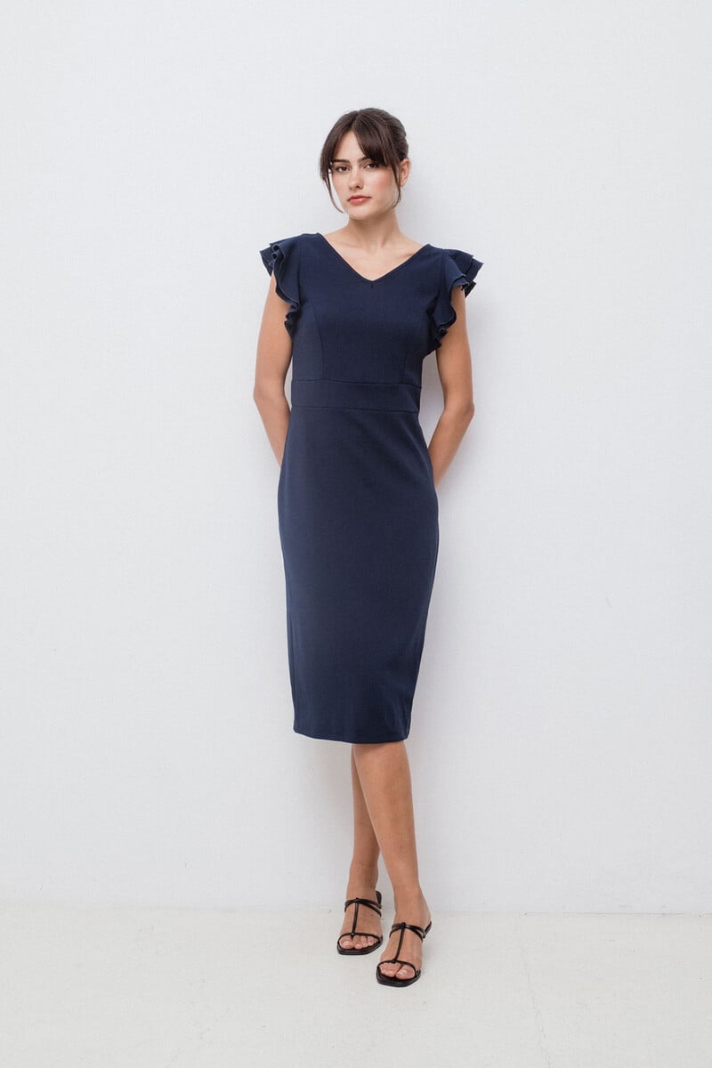 Cortefiel Vestido corto manga volante