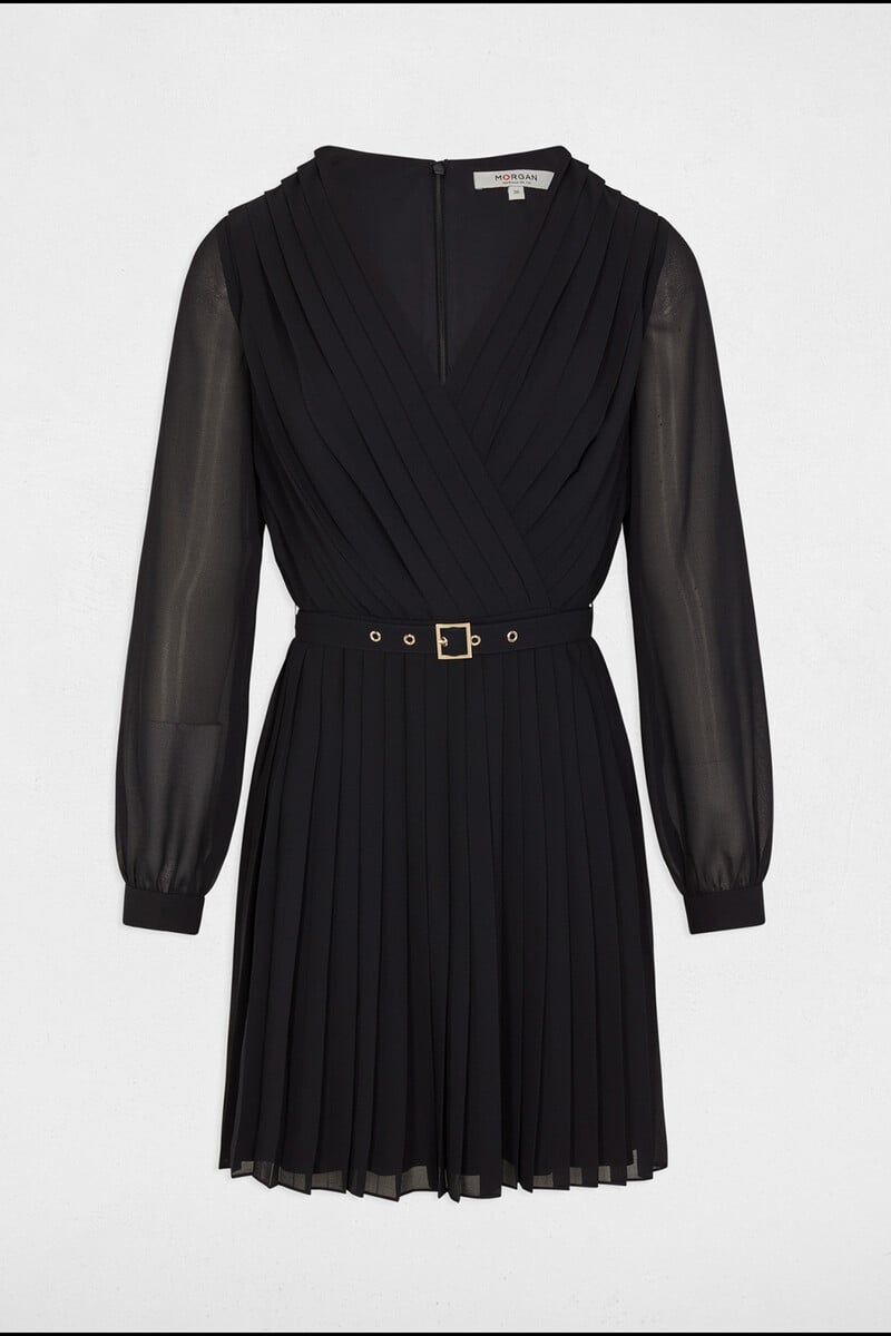 Cortefiel Vestido Corto Recto Plisado