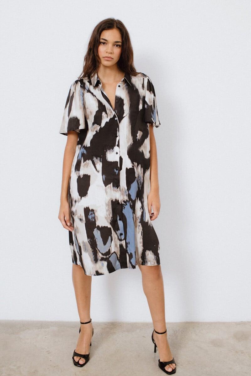 Cortefiel Vestido corto satinado estampado