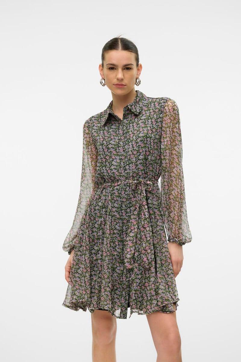 Cortefiel Vestido Corto Tejido Vaporoso
