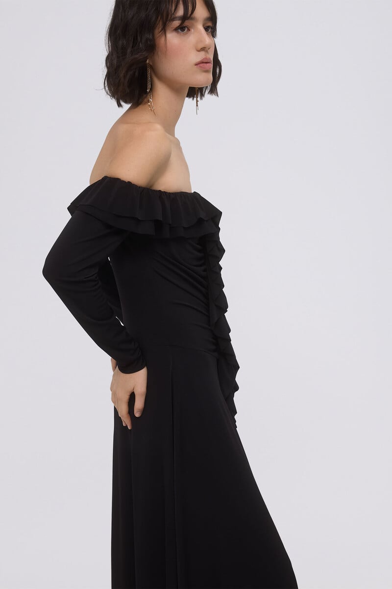 Cortefiel Vestido De Punto Con Volantes