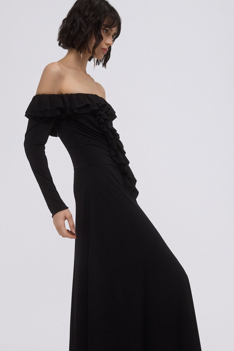 Cortefiel Vestido de punto con volantes