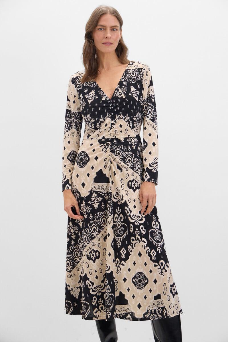 Cortefiel Vestido Elástico Estampado