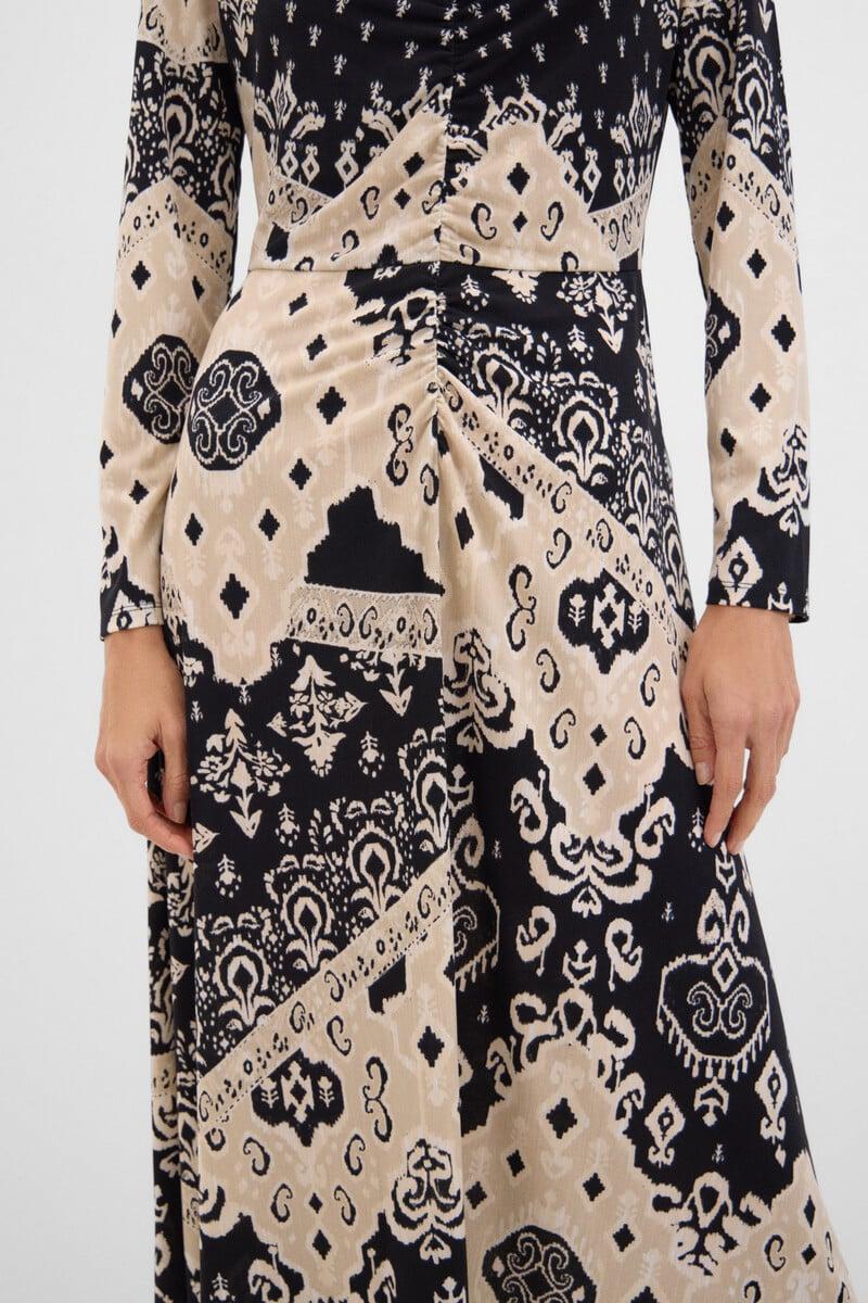 Cortefiel Vestido Elástico Estampado