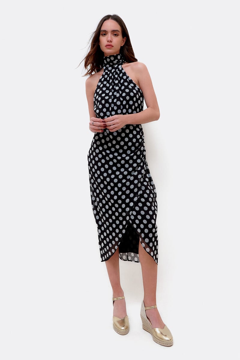Cortefiel Vestido escote halter gasa