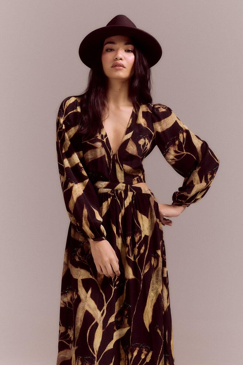 Cortefiel Vestido Estampado Aberturas