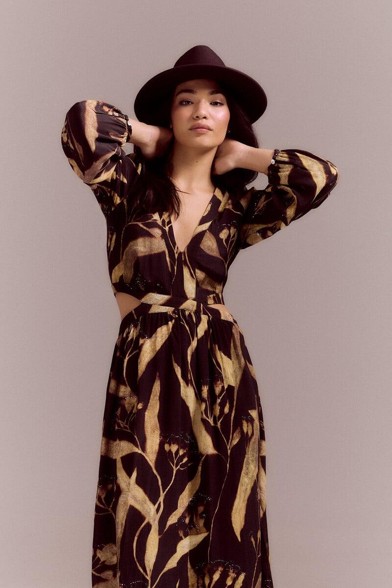 Cortefiel Vestido Estampado Aberturas