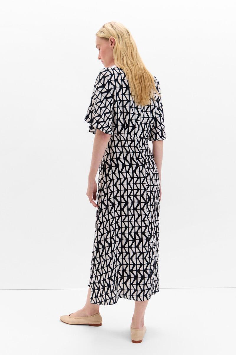 Cortefiel Vestido Estampado Detalle Frunce