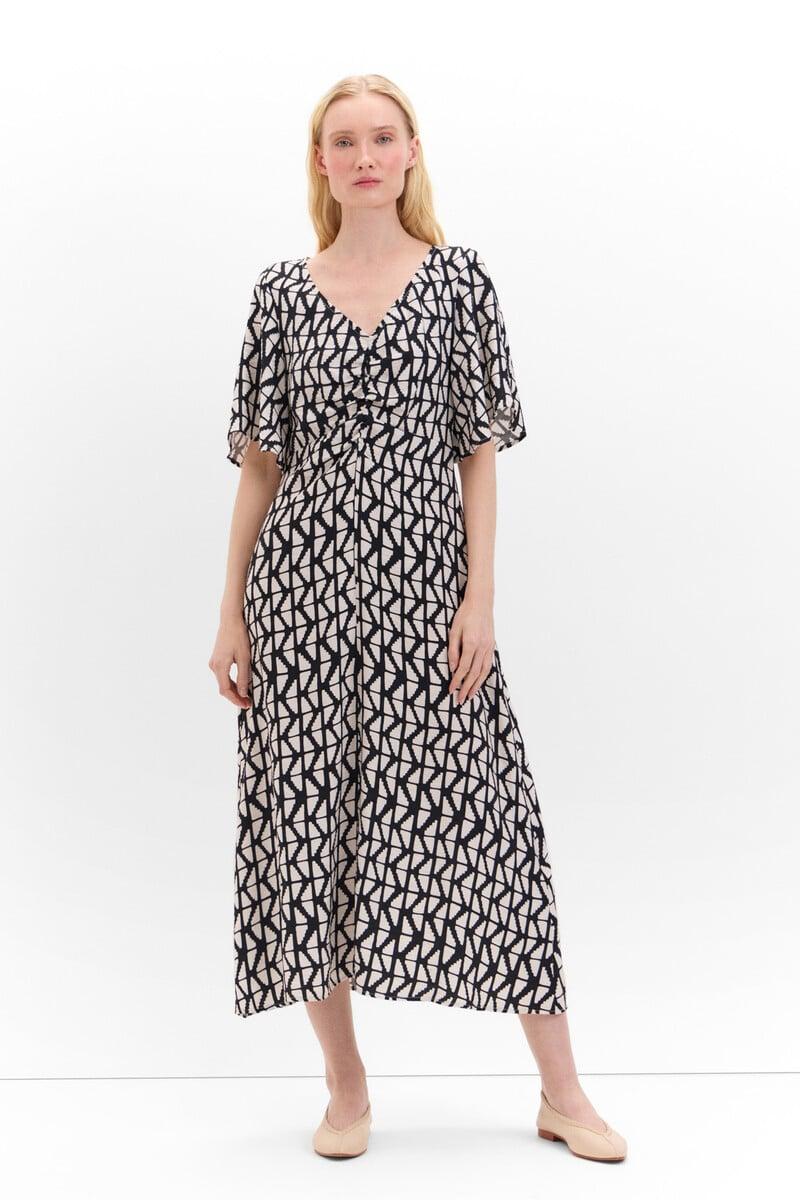 Cortefiel Vestido estampado detalle frunce