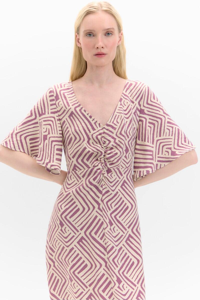 Cortefiel Vestido Estampado Detalle Frunce