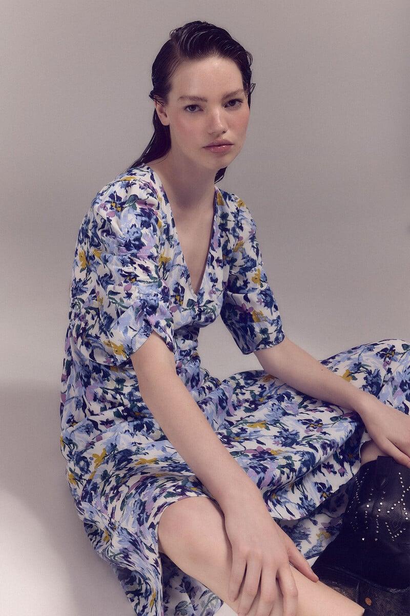Cortefiel Vestido estampado detalle fruncido
