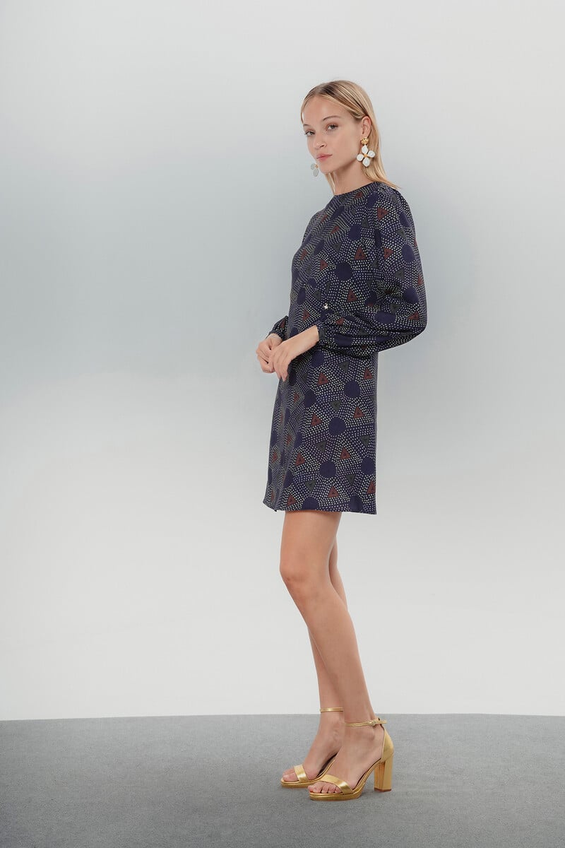 Cortefiel Vestido Estampado Geométrico Elisa