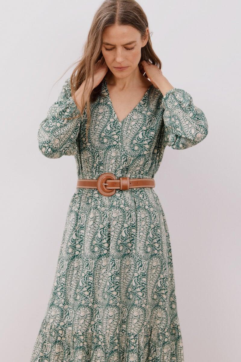 Cortefiel Vestido Estampado Largo