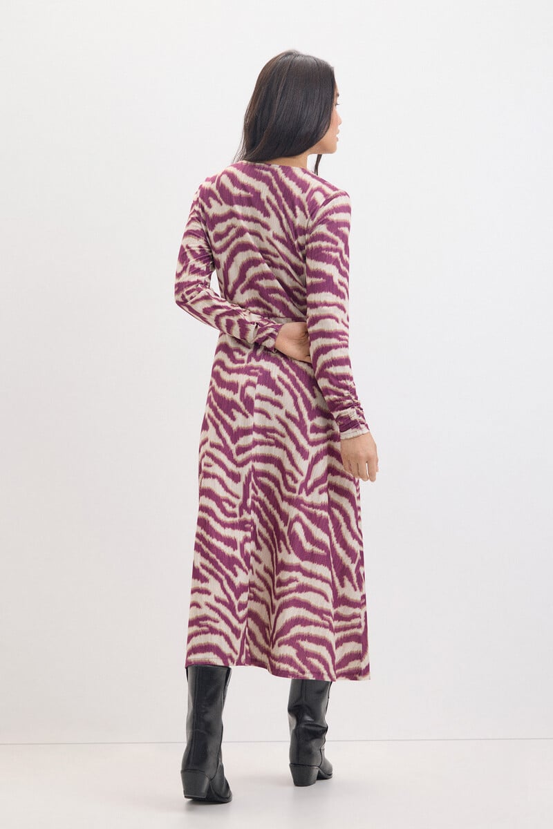 Cortefiel Vestido Estampado Manga Murciélago